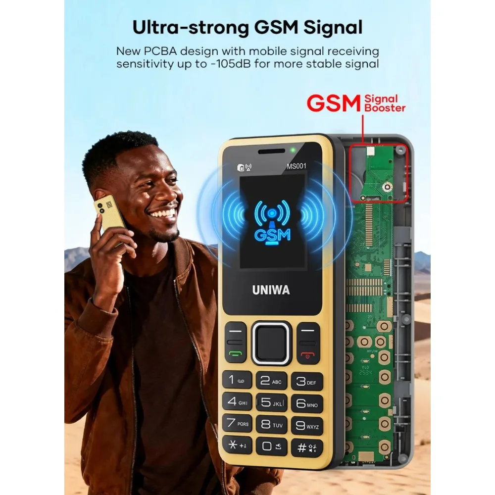 UNIWA MS001 2G Feature Phone 4 SIM 4 Standby GSM Signal Booster Keypad Phone 1800mAh Wireless radio Torch Senior Elder Cellphone