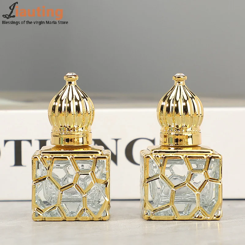 10ml High Grade Perfume Bottle Cube Gold Glass Bottle Empty Cosmetic Containers Travel Portable Atomizer Ultra Mist Sprayer