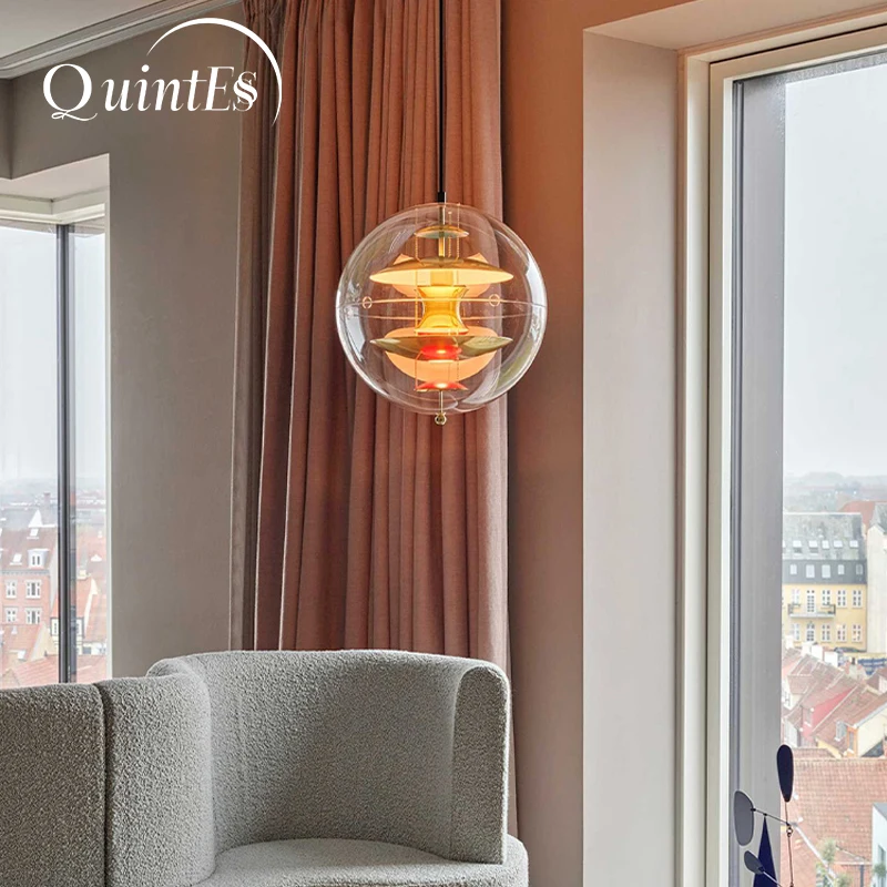 Modern Nordic Danish LED Pendant Light Glass Circle Planet Chandelier Home Room Decoration Bedroom Corridor Dinning Lamp Fixture