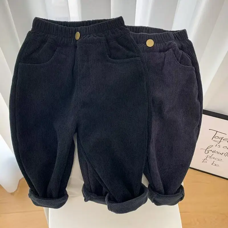 

Kids Autumn And Winter Children's Pants Fashion New Style Boys and Girls' Thick Warm Casual Pants With Velvet
