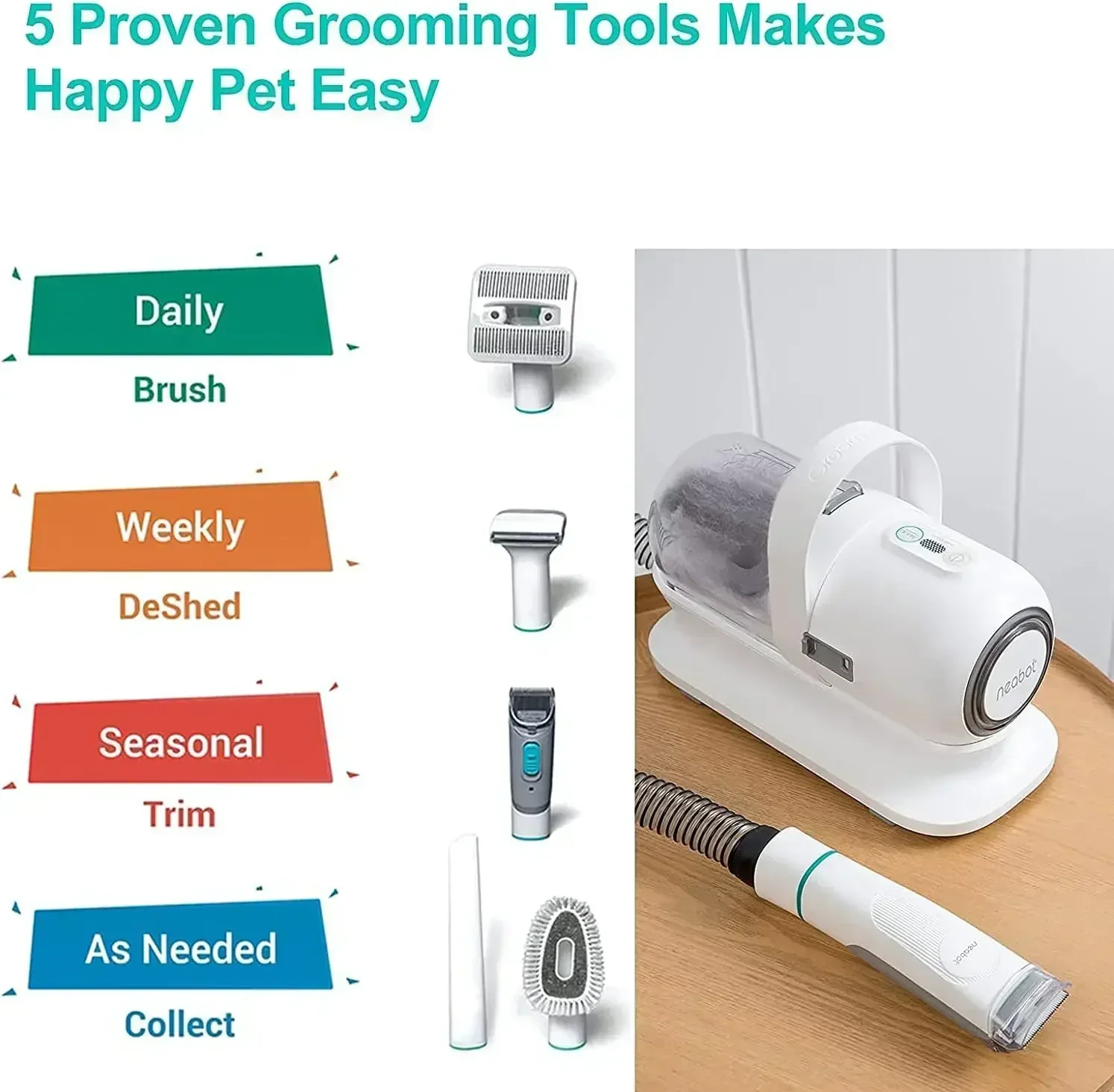 Neakasa P1 Pro Pet Grooming Kit & Vacuum Suction 99% Pet Hair Professional Grooming Clippers with 5 Proven Grooming Tools