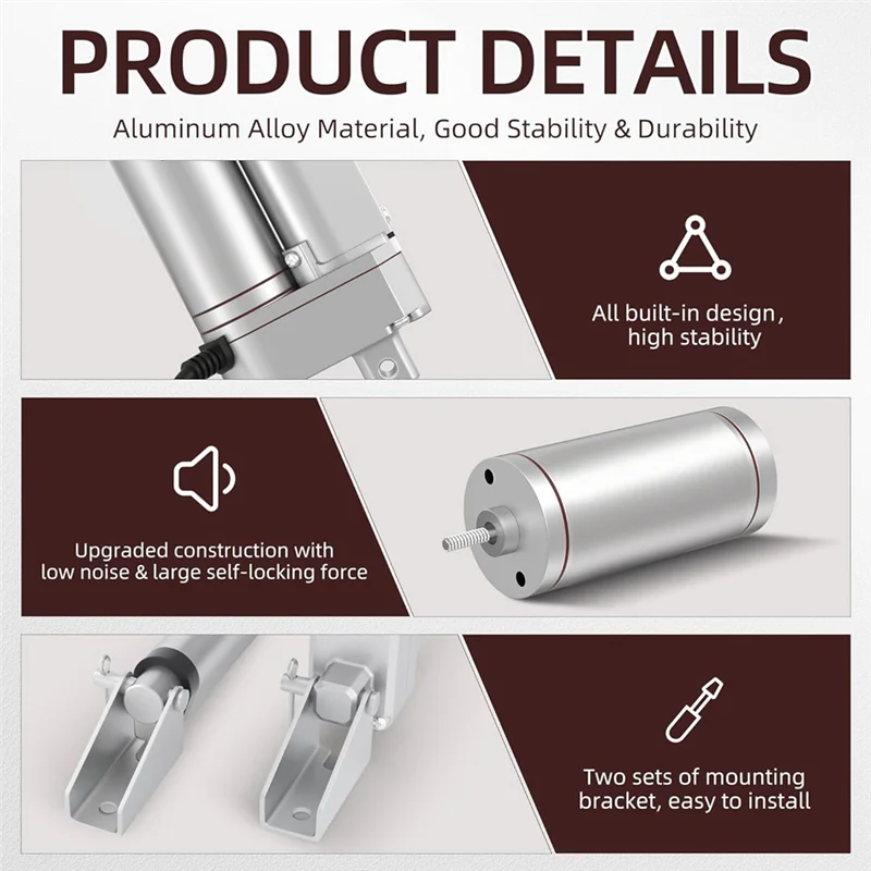 A76K Lineaire Actuator 12V 330Lb/1500N Zware 6Inch Lineaire Beweging Actuator Hoge Snelheid 10Mm/S Snelle Elektrische Actuator IP54