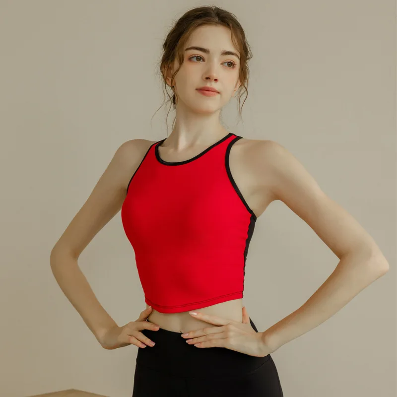 Haut de yoga à séchage rapide avec coussretours de soutien-gorge pour femme, sous-vêtements dos nu pour le sport, le fitness et la course