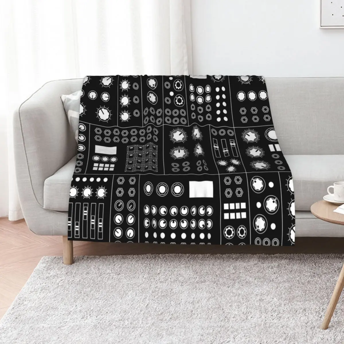 Modular Synthesizer White Throw Blanket Decorative Sofa Decoratives Retros Soft Plaid Travel Vintage Blankets