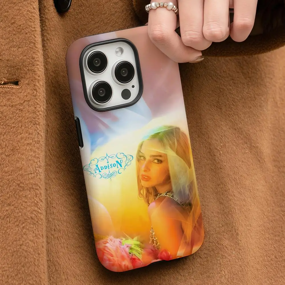 حافظة هاتف A-Addison Rae Addison لهاتف iPhone 17 16 15 14 13 12 Pro Max Plus لامعة عالية الدقة بطبقة مزدوجة غلاف صلب سائل #3