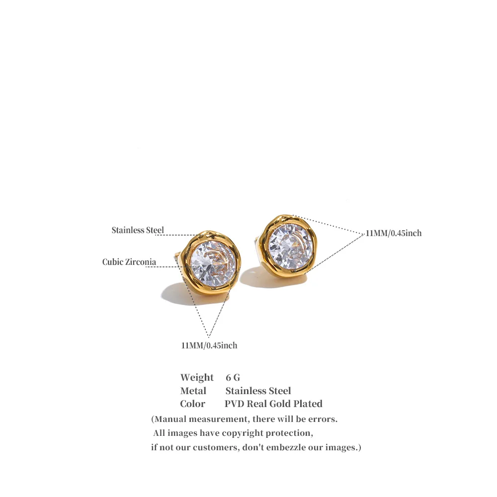 Yhpup Edelstahl-Ohrstecker mit kubischem Zirkonia, rund, für Damen, hochwertig, zierlich, glamourös, Geschenk, Premium-Schmuck – Detail 1