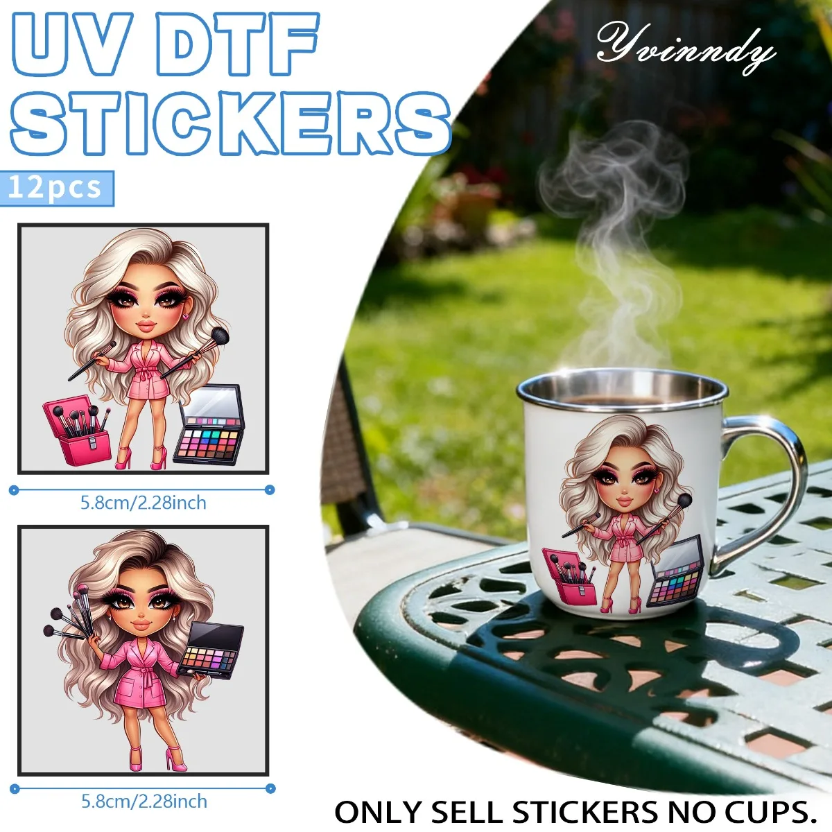 12PCS/SETFashionable Woman UV DTF DIY Transfer Sticker For DIY Cups (Only The Transfer Sticker Is Included)