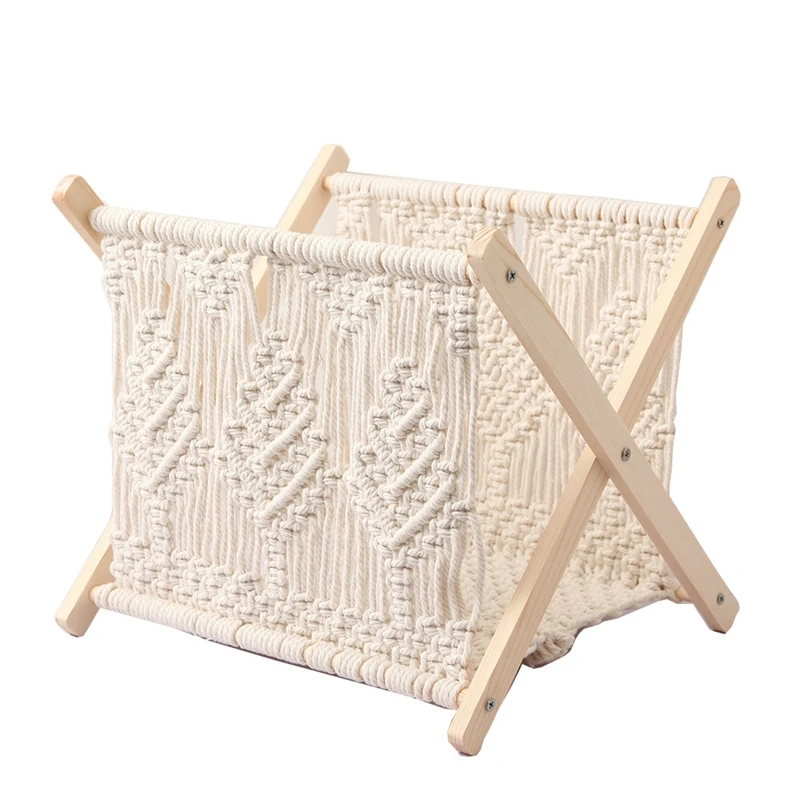 

Nordic Cotton Rope Woven Storage Rack Magazine Rack Creative Desktop Magazine Rack Floor Rack Bohemian Style