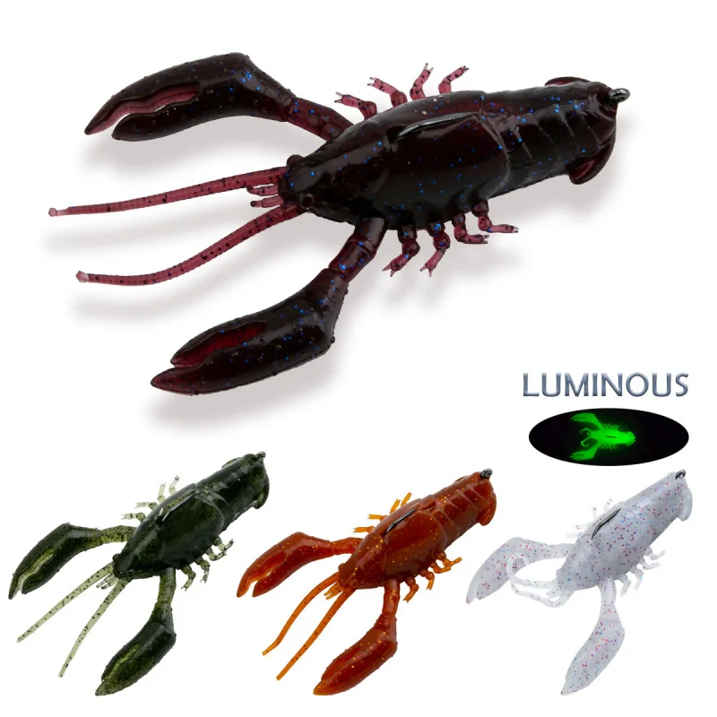 Fishing Bait Plastic Paper Card Lure Luminous Cranky Large Lobster Soft Shrimp Shrimp Bait Bait Soft Bait Wholesale Cross-Border