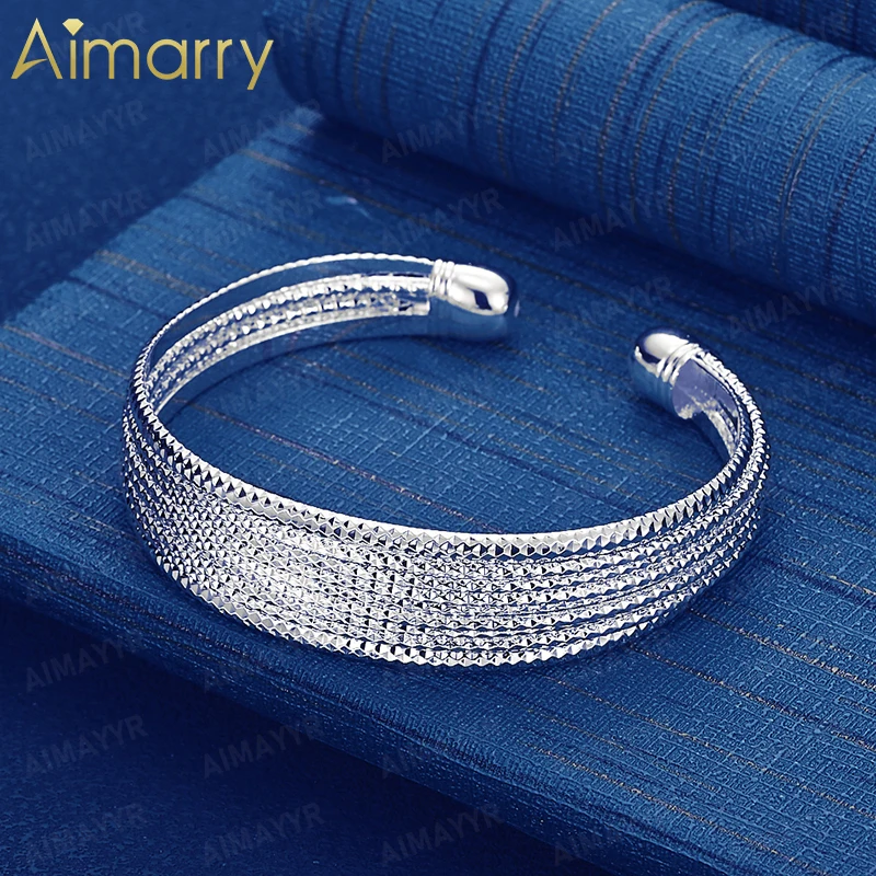 925 Sterling Silver Multi-layer Diamond Patterned Bracelet for Women's Parties Banquets Weddings High-quality Fashion Jewelry