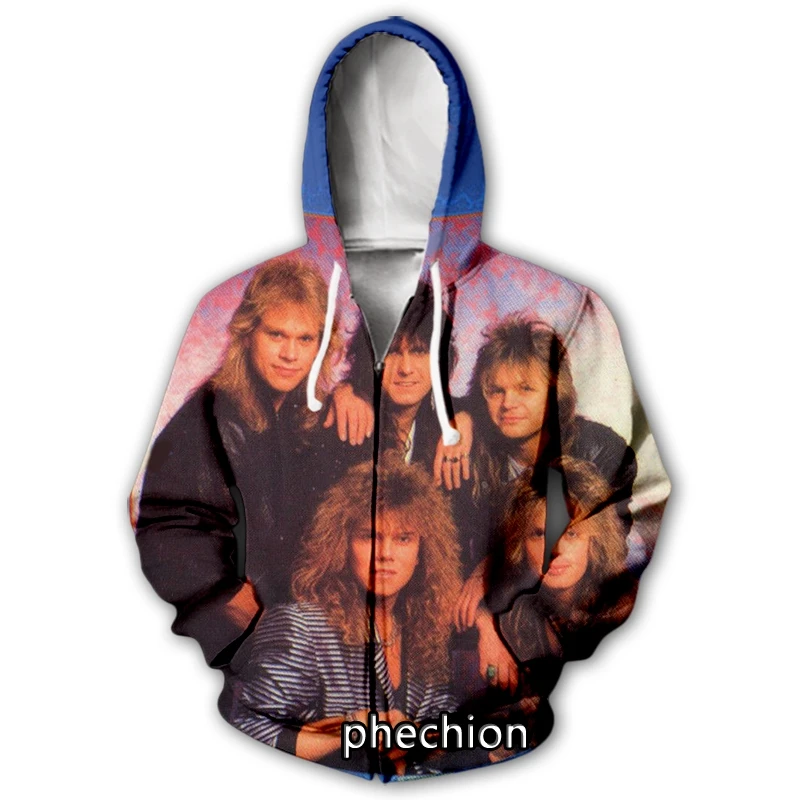 

phechion New Fashion Men/Women Europe Rock 3D Print Long Sleeve Zip Hoodies Casual Men Loose Sport Zip Hoodies Tops J43