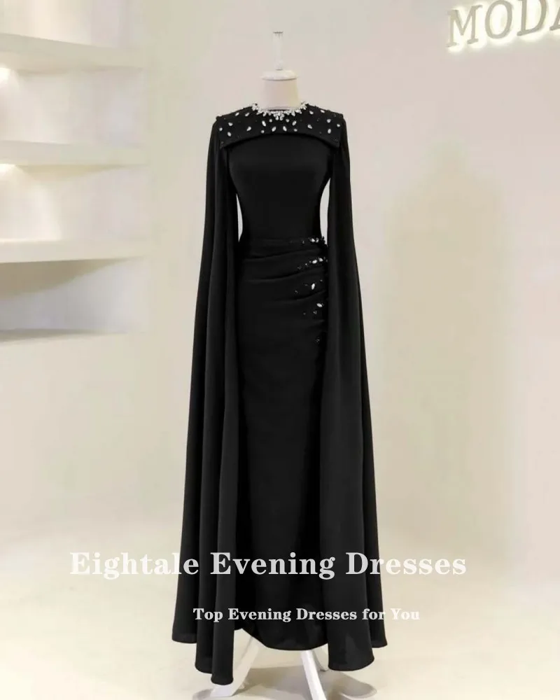 Eightale Arabisches Abendkleid O-Ausschnitt Perlen Lange Ärmel Abendkleid Muslimisches Maßgeschneidertes Hochzeitskleid Meerjungfrau