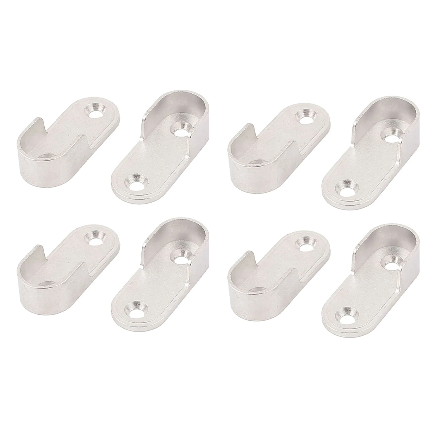 ETRT 8X Oval Wardrobe Hanging Rail Rod End Bracket Support Silver Tone