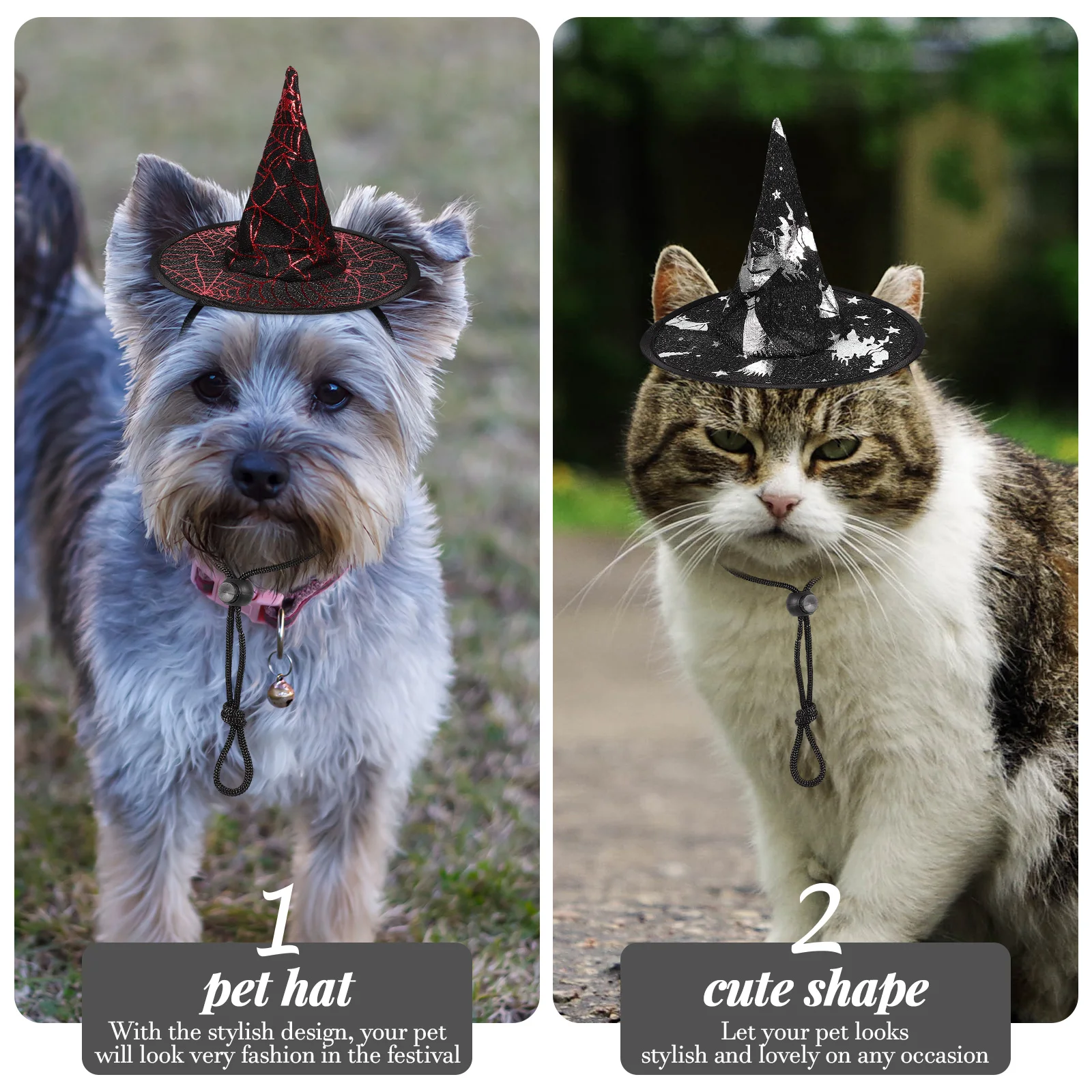 

2 Pcs Pet Party Hat Halloween Cat Hats Dog Witch Decor Costume Costumes Haloween for
