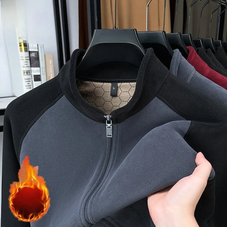 

Мужская двусторонняя фланелевая толстовка на подкладке, теплая повседневная толстовка с открытым кардиганом, подставка-стойка, осенне-зимняя куртка