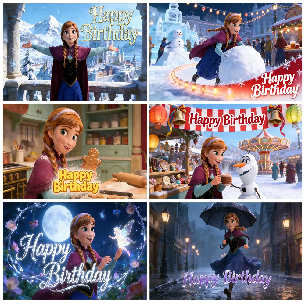 

Frozen Anna Princess Theme Backdrop Girls Birthday Party Supplies Banner Baby Shower Background Decoration Photo Props Kid Gifts