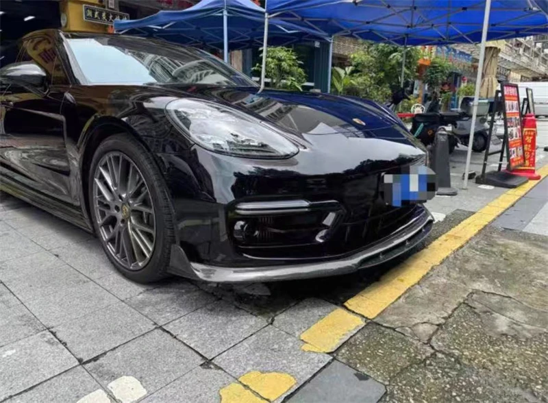 Untuk Porsche Panamera Turbo 2017 2018 2019 2020 2021 2022 2023 ReaI Kit Spoiler Bibir Bumper Depan Serat Karbon