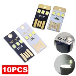 10PCS Night Light Mini Pocket Card USB Power LED Lights 0.2W 3leds Book Lamp For Laptop PC Power Bank Charging Reading Lighting