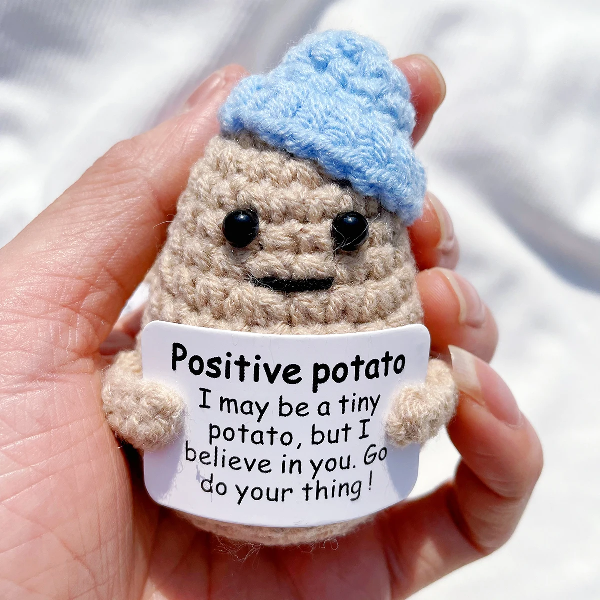 1 Piece of Fun Handmade Crocheted Positive Potato Doll, Creative Holiday Birthday Plush Toy Gift, Emotional Encouragement and Support Decorative Ornament Doll, Positive Duck, Cat, Penguin Gifts for Friends, Couples, Classmates for Valentine's Day, Birthday Gifts