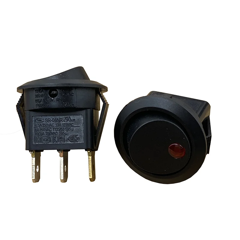 SR-06NR Circular 20/23mm Boat-shaped Switch 3-pin 2-speed Cat Eye Red Light Power Switch 6.5A 250V