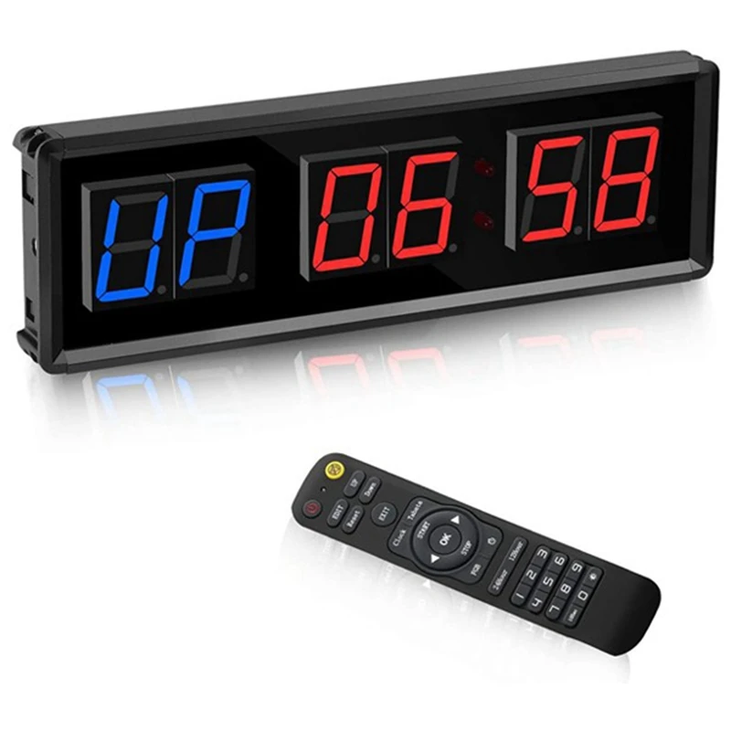 Gym Timer,LED Interval Timer Digital Countdown Wall Mounted Clock Fitness Timer,Digits Down/Up Clock Stopwatch For Home