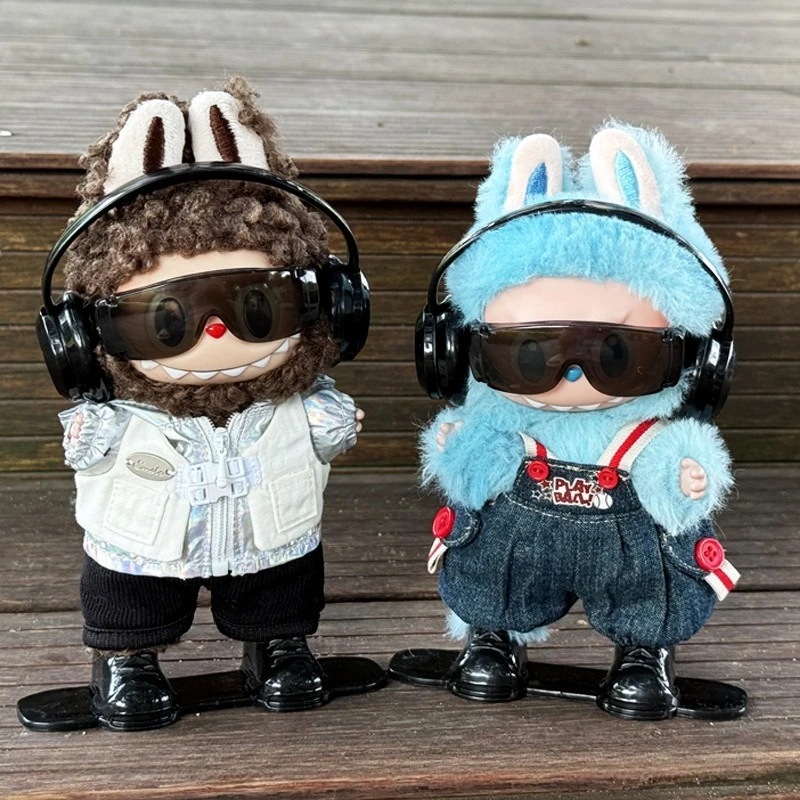 

Mini Plush Doll'S Clothes Outfit Accessories Headphones Glasses Skateboard Set for 17cm Korea Kpop Exo Labubu Clothing Gift