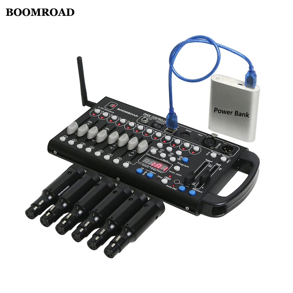 controlador dmx sem fio com bateria embutida efeito de iluminacao de palco dj light disco light home party 192ch 01