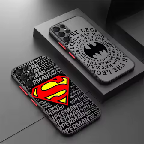 S-Superman B-Batman Cool Logo Phone Case For Samsung S25 S24 S23 S22 S21 S20 S10 S9 Ultra Plus Edge FE 5G Frosted Translucent