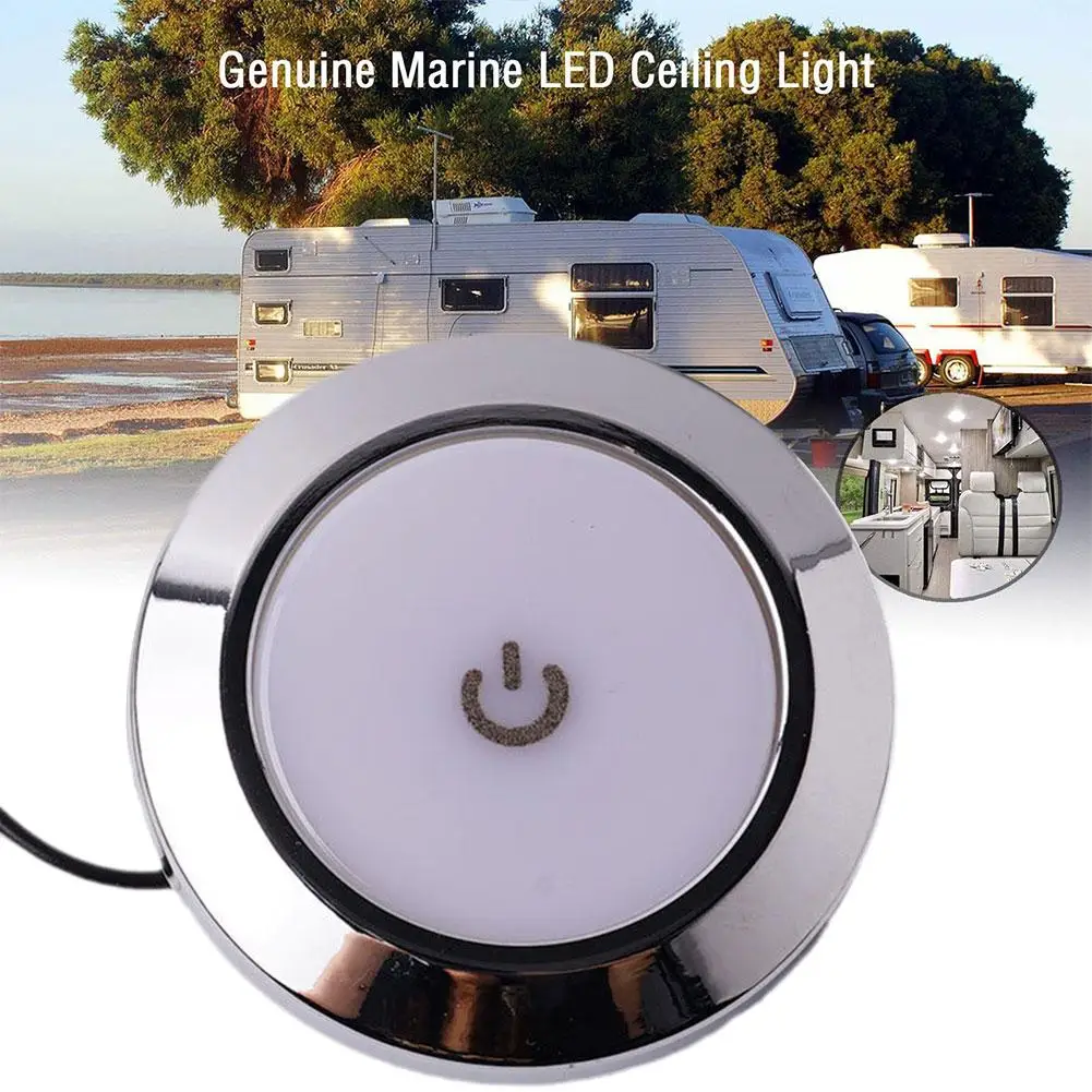 Lámpara táctil de 12V, luz LED de techo Interior para RV con interruptor de atenuación, luz Led redonda para Interior de coche, lámpara de techo interior para barco