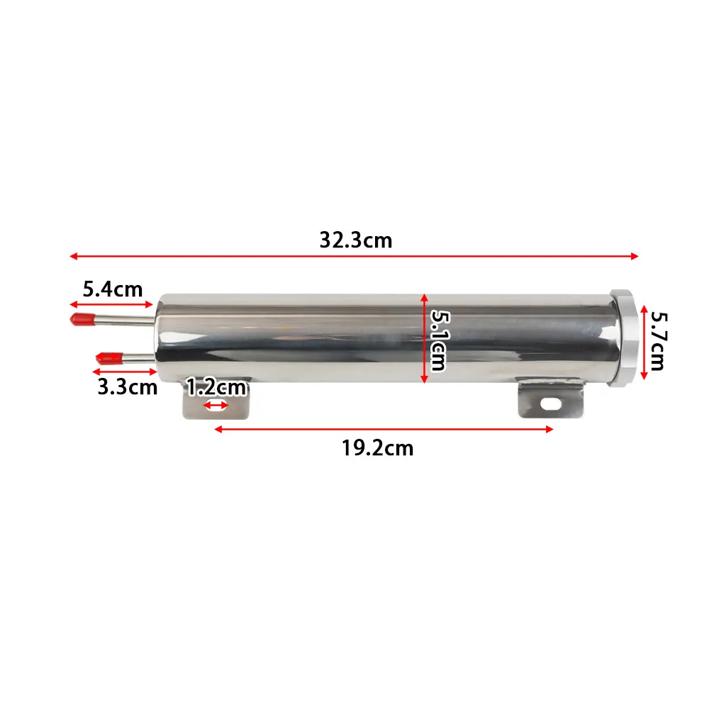 2''x13” / 3''x10” Radiator Koelvloeistof Overflow Puke Tank Universele Gepolijste Rvs Radiator Koelvloeistof Overflow Tank