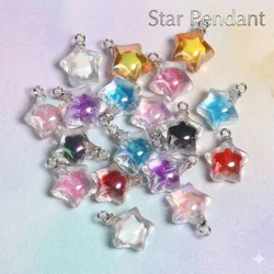 10pcs Clear AB Colorful Pentastar Acrylic Charms Beads Transparent Star Shape Clear Pendant Ornaments For Jewelry Making Finding