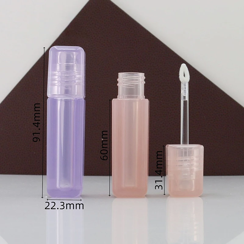 Tubo de brillo de labios vacío cuadrado de 5ml, botella rellenable de plástico, contenedor de lápiz labial líquido, brillo de labios, Mini botella de muestra, herramientas para el cuidado de la piel