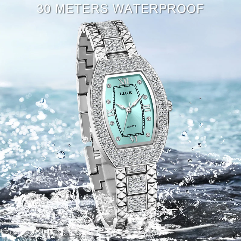LIGE Fashion Square Watch Women Classic Elegant Women's Bracelet Watch Outdoor Sports Waterproof Quartz Watches Gift For Women