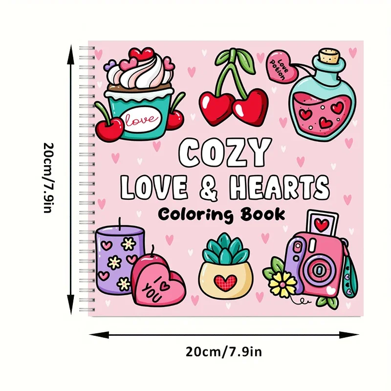 Cozy Love Hearts Bold-easy Patterns Coloring Book for Adults Cute Drawing Book Gift for Birthday Back to School Art Supplies