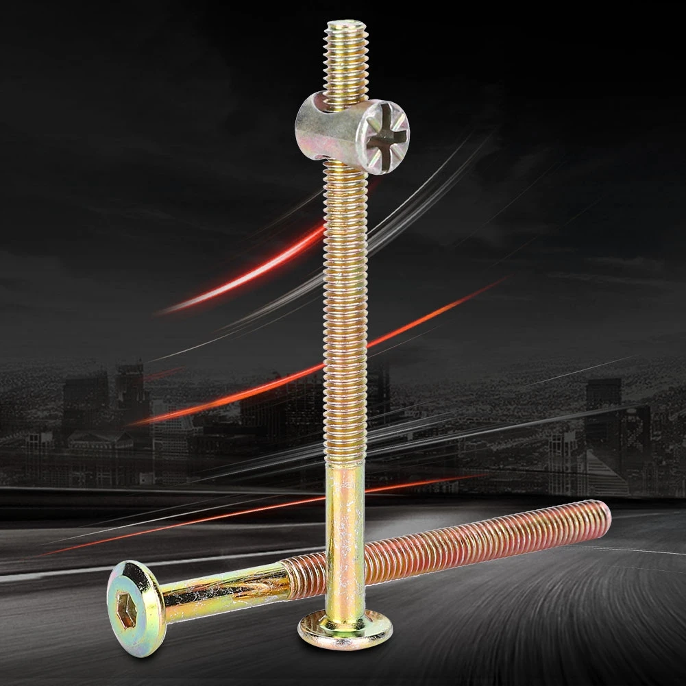 Bulloni per mobili in acciaio al carbonio M6 con dadi a botte Connettore per dadi di centraggio Dispositivo di fissaggio per mobili Connettore per mobili