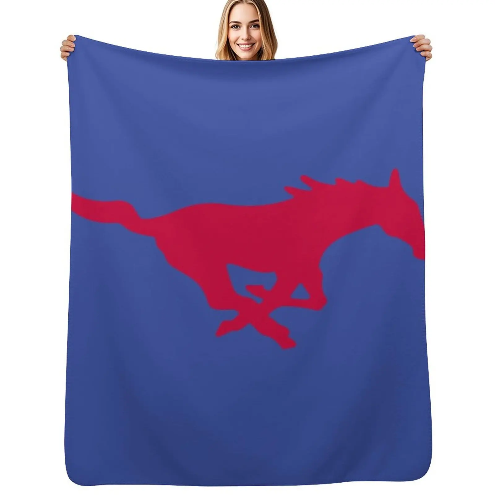 The SMU Mustangs Throw Blanket Cozy Sofa Blanket for TV Watching Napping