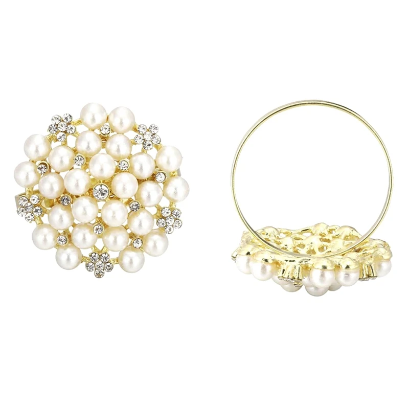 6-кольца для салфеток со стразами и жемчугом, держатели для салфеток со стразами для свадебных вечеринок, столовых аксессуаров на День святого Валентина