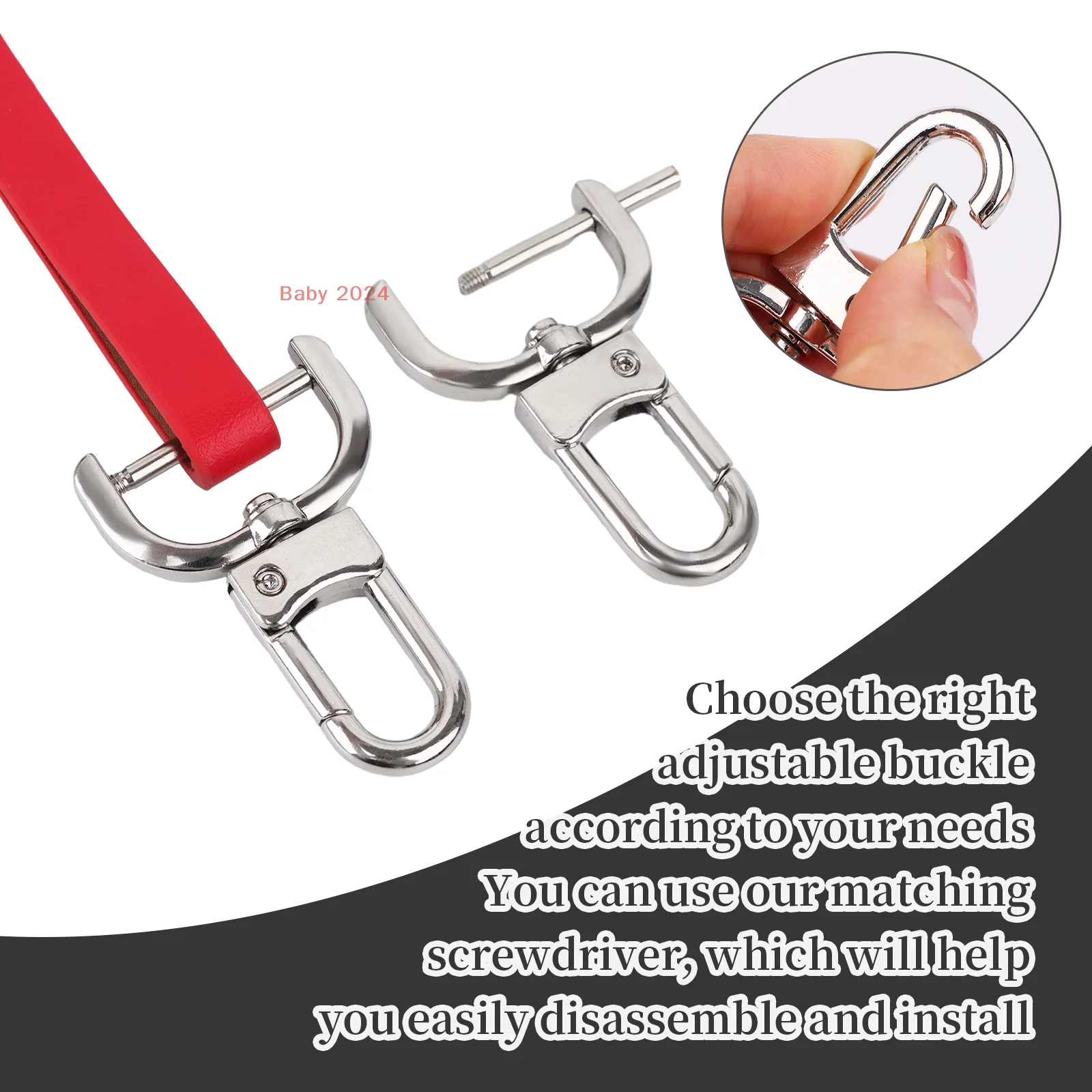6 Pieces Detachable Snap Hook Purses Clasps With Screw Bar Replacement D-Rings