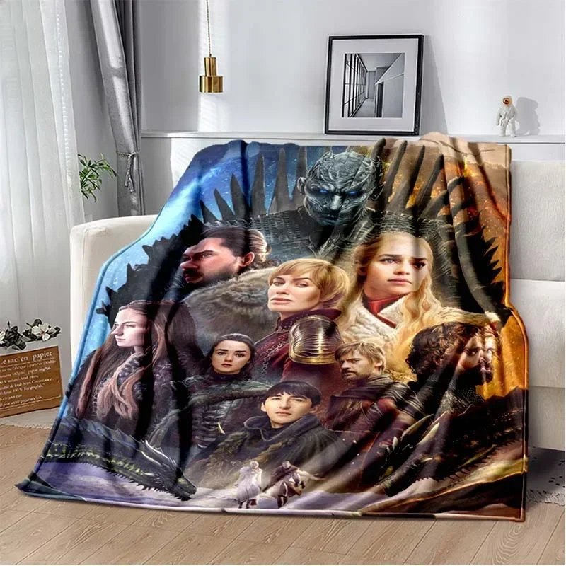 Manta de Felpa de Dragón de la Serie de TV Juego de Tronos, Manta de Lana Suave para Cama, Colcha de Franela, Manta Cuadrada de Lana para Picnic