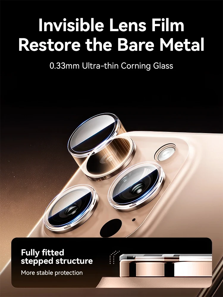 Joyroom عدسة الكاميرا حامي آيفون 17 برو ماكس عدسة الزجاج الخلفي حامي الكاميرا آيفون 16 برو/16 برو ماكس لين فيلم #2