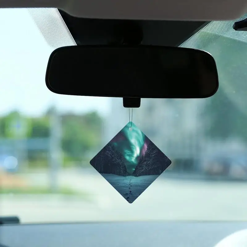 Rearview Mirror Air Freshener Square Car Air Fresheners Aromatherapy Cards Long Lasting Scents Car Interior Decor Car