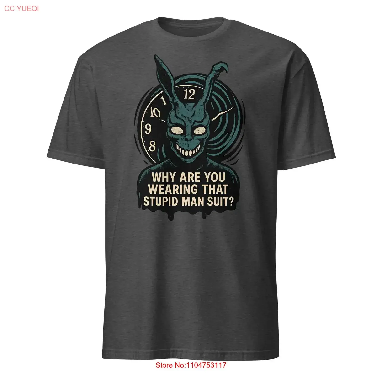 Donnie Darko Frank Bunny Horror T Shirt Why Are You Wearing That Stupid Man Suit Creepy Surreal Dark Gothic for Cult Movie Fans