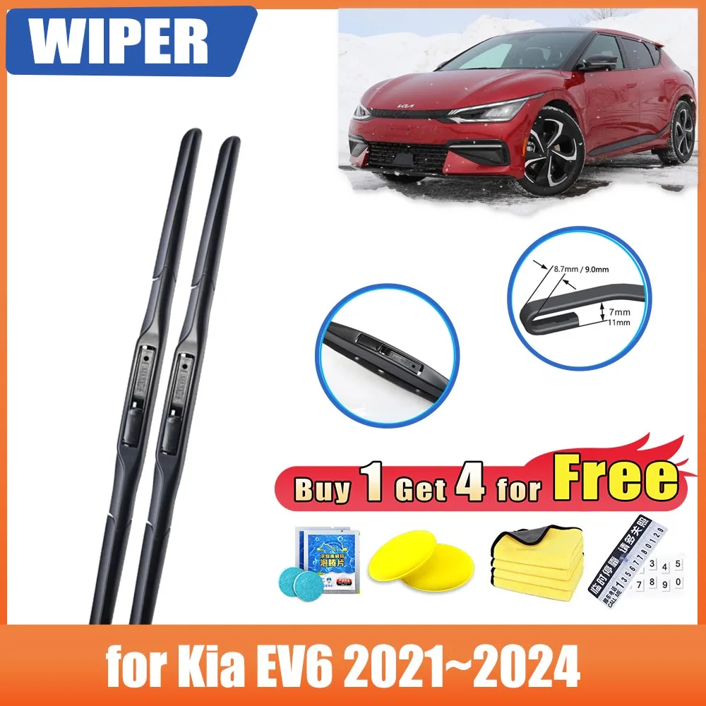 

For Kia EV6 GT Line 2021 2022 2023 2024 Accessories Frameless Window Wiper Blade Rubber Cleaning Brushes Windshield Windscreen