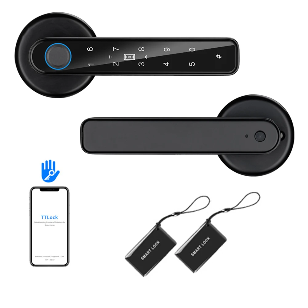 Smart Door Lock Biometric Digital Electronic Door Lock TTLOCK APP Control Type-C Emergency Charge for 3.5-6.5cm Thickness Doors