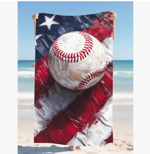 1pc Baseball PoolBeach Towel Sport Art Style Beach Blanket Quick-Dry Soft Lightweight Bath Towels