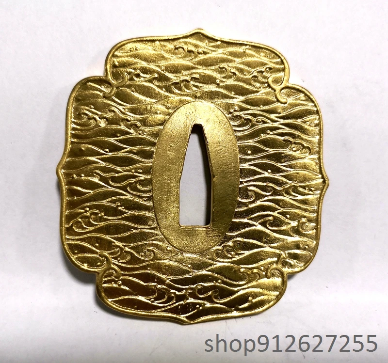 Brass waves tsuba for japanese sword's katana wakizashi tanto