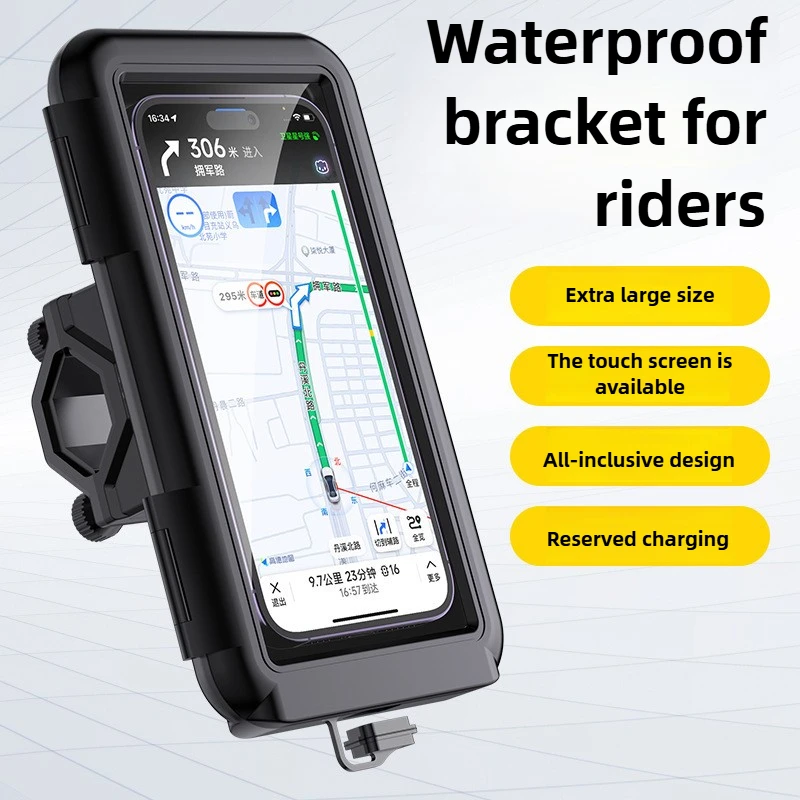 

Bicycle Motorcycle Phone Holder Waterproof Bike Phone Case Bag for 6.3 Inch Mobile Phone Cycling Cellphone Mount Stand