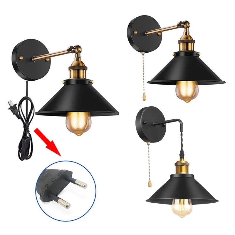 

Vintage Wall Lamp with Plug Switch Industrial Loft Decoration Sconce Light for Restaurants Bathroom Dining Room Indoor Lighting