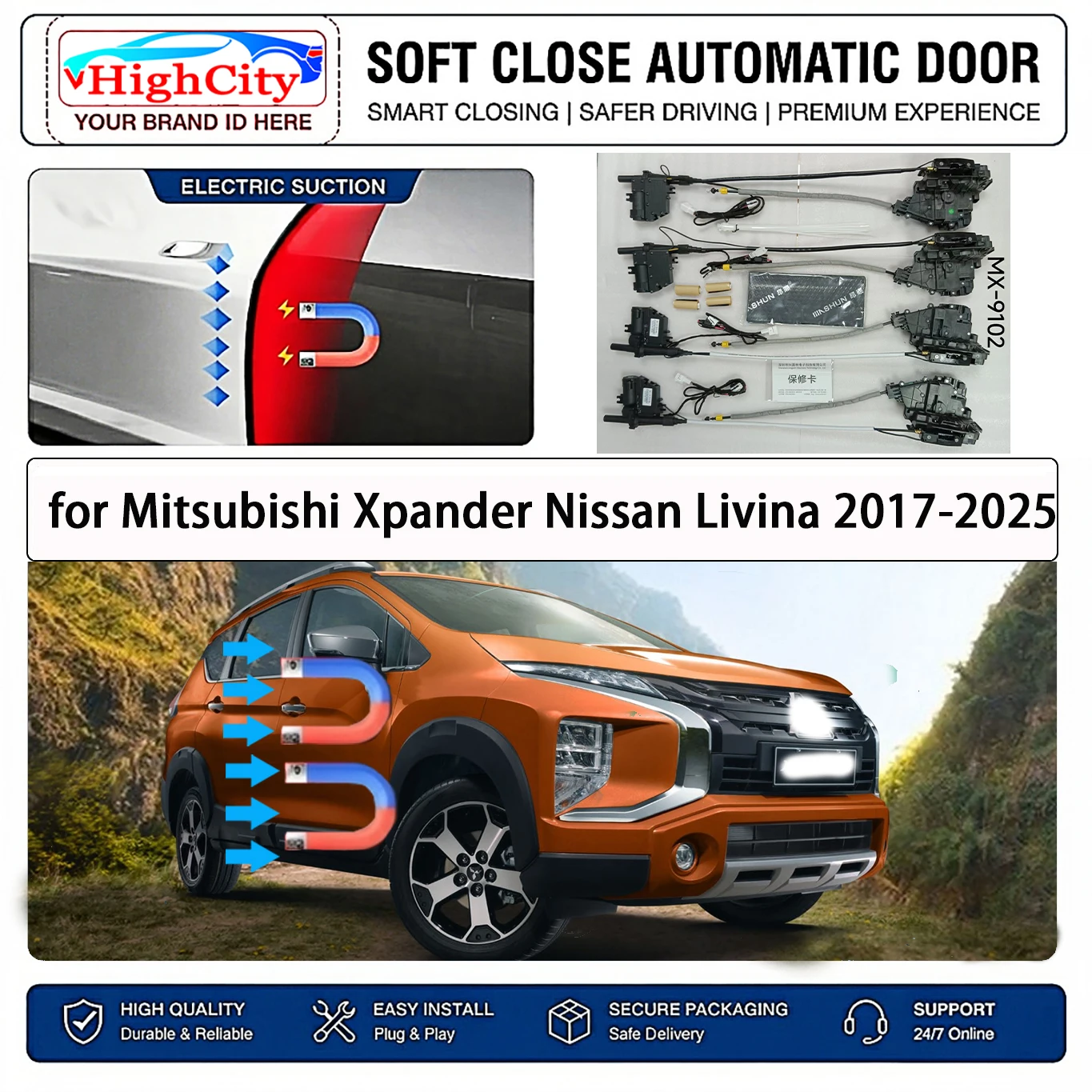 for Mitsubishi Xpander Nissan Livina 2017-2025 OEM Electric Suction Soft Close Door Kit Smart Anti Pinch Auto Cinch Latch System
