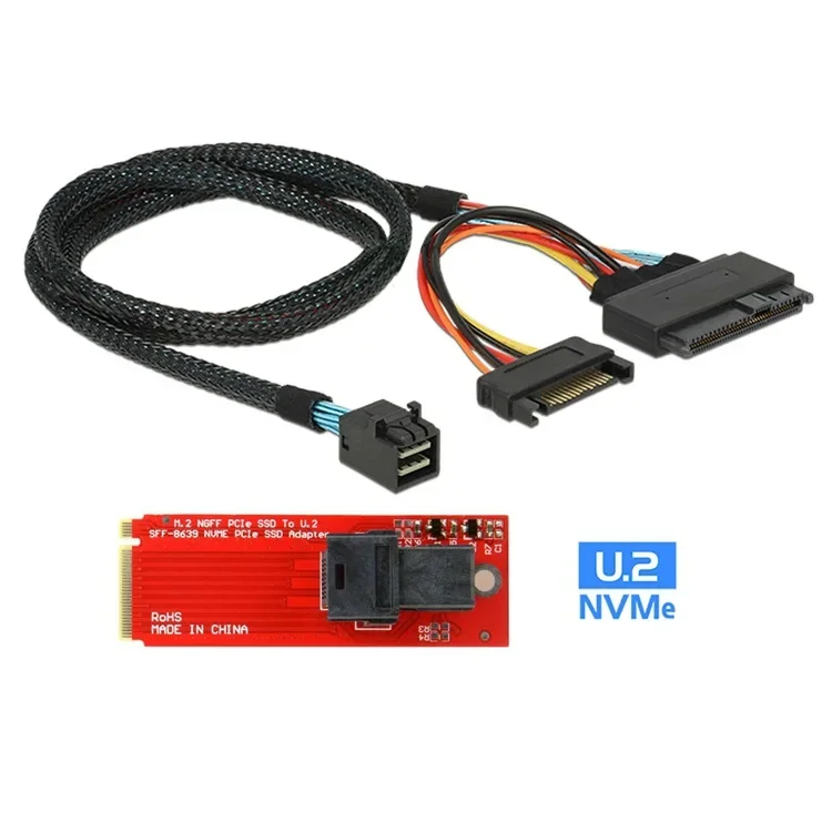 M2 to U2 SFF8639 Adapter M.2 PCIE 4.0 Gen4 x4 to SFF8643 Board for NVMe U.2 SSD with SFF-8643 to SFF-8639 Cable Supports WIN8/10